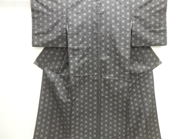 JAPANESE KIMONO / ASANOHA PATTERN WOVEN TOKAMACHI TSUMUGI KIMONO